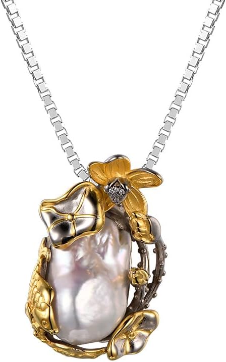 NONNYL Pearl Necklace for Women Gifts Sterling Silver Genuine White Freshwater Cultured Pearls Pendant Necklaces- Christmas Gifts for Mom Wife Girlfriend Her, Anniversary Birthday Fine Jewelry NO25193