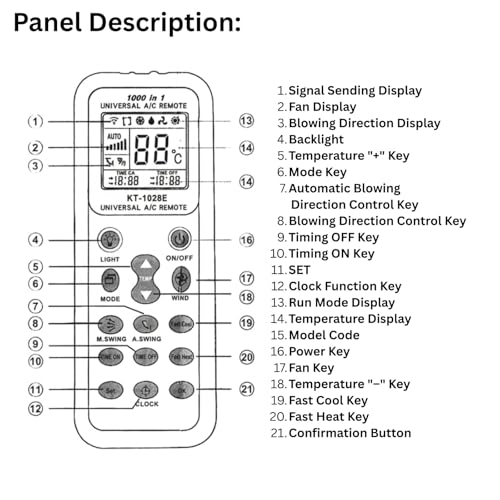 Image of Electronic Spices AC Remote | Compatible with Universal AC (Model AC-K-1028E) with AAA Batteries