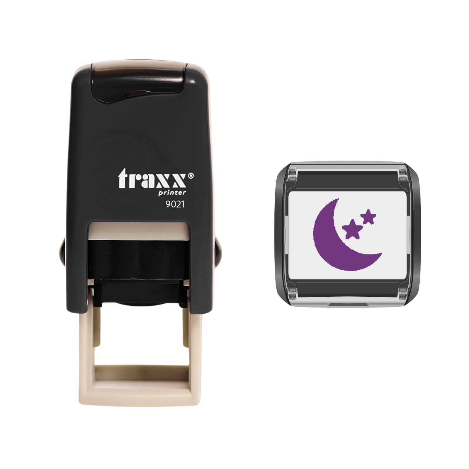 Traxx 9021 Loyalty Card Self Inking Rubber Stamp Business School College *A Violet Moon and Stars Design*