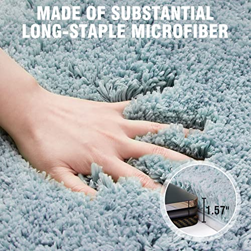 Techmilly Super Soft Shaggy Bathroom Rugs, Absorbent Thick Non Slip Microfiber Bath Rugs, Quick Dry Machine Washable Bath Mat For Bathroom Floor, Bathtub And Shower 17"X24" #TOP2