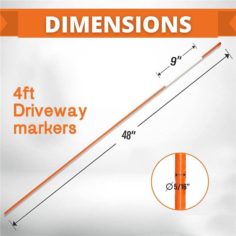 Miniatura 3 de Estacas de nieve profesionales de 4 pies Marcadores de entrada de 48 x 516 pulgadas, punta puntiaguda, cinta reflectante Hy Viz, tapa de armadura