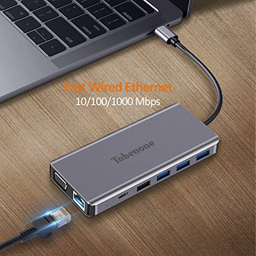 USB C Dual Monitor Docking Station for Laptop, 13-in-1 USB C Hub Adapter with HDMI DisplayPort VGA, 2 USB, USB C Charging and 3.5mm Audio, USB C Docking Station Compatible for USB C Windows Laptops