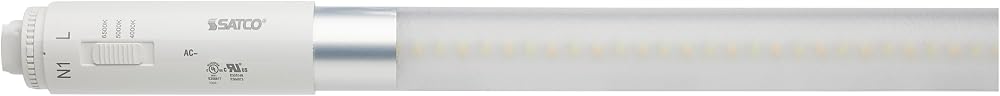 Satco S16437 26W T8 LED Sign Lamp, 64 in Nominal, Type B Ballast Bypass, Single or Double Ended Wiring, Selectable CCT 4000K to 6500K Cool White to Daylight, 3600-3750 Lumens, White, 120V (10 Pack) — 사진 1