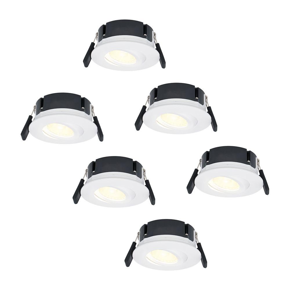 HOFTRONIC - 6er LED Einbaustrahler 360° Schwenkbar IP65 Wasserdicht Dimmbar 2700K Extra Warmweiß Deckenspot 3x8W 3x570LM Deckenstrahler Weiß 230V 40.000 Brennstuden für innen und außen und bad