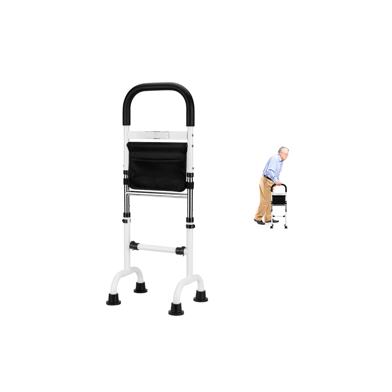 Aides Lever Lit 78 – 95 cm Réglable Support pour se lever du lit avec lumière LED Capacité 136 kg Aide pour rester debout sur les canapés, lits, à côté des toilettes pour personnes âgées et