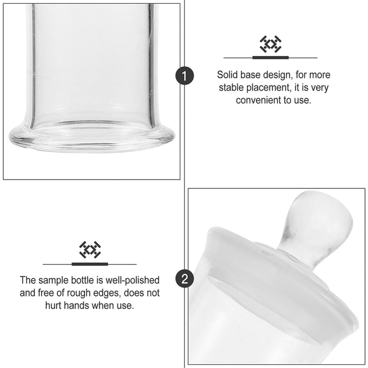 Abaodam 2 Pezzi Bottiglia da Laboratorio in Vetro Borosilicato Resistente al Calore, Sigillatura Ermetica e Spessore Rinforzato per Conservazione Sicura di Campioni in Ambienti Scientifici