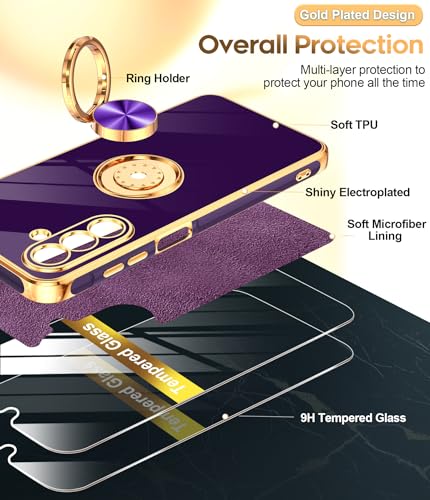 Coque A26 5G antichoc violette protection écran verre et support