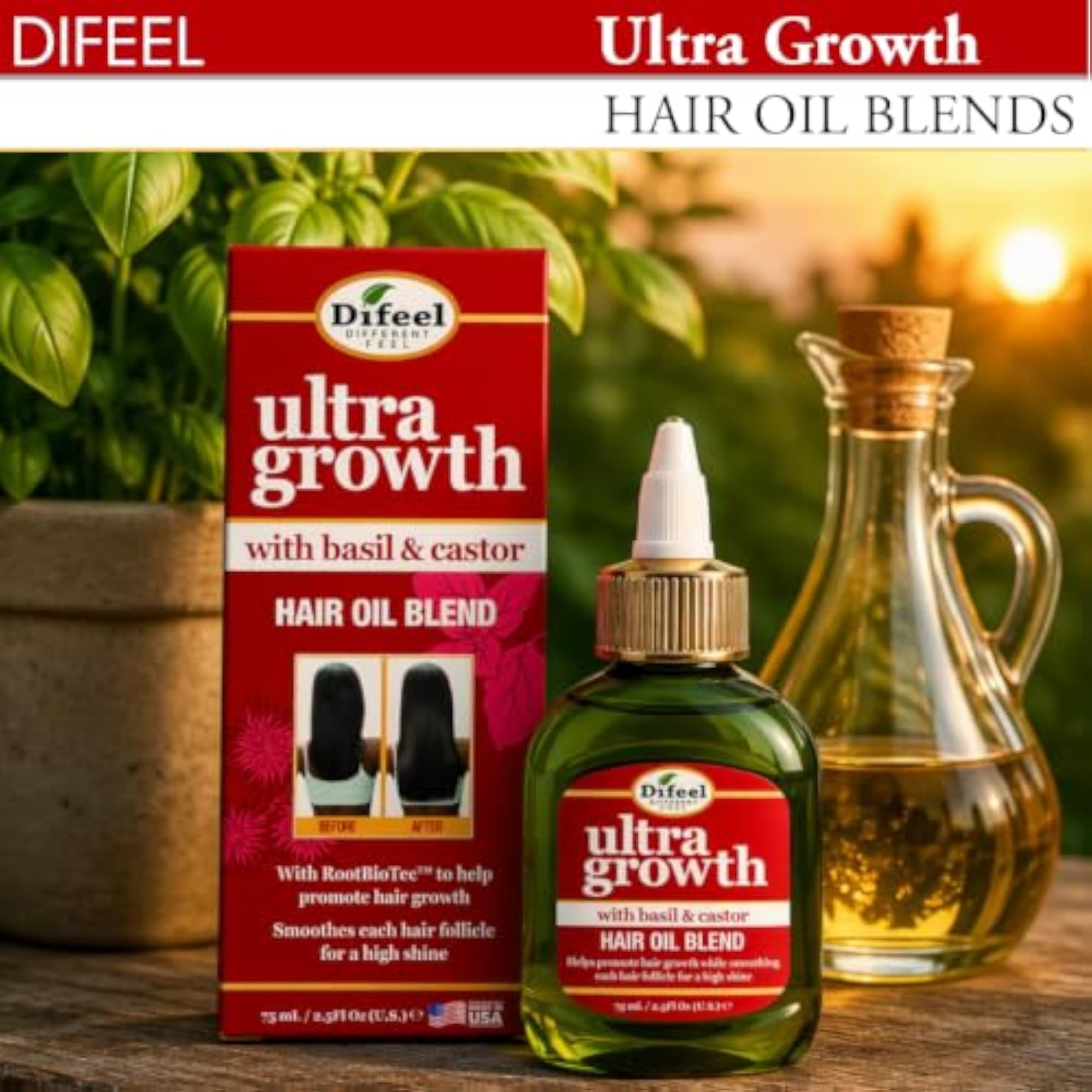 Ultra Growth 98% Natural Basil & Castor Hair Growth Oil