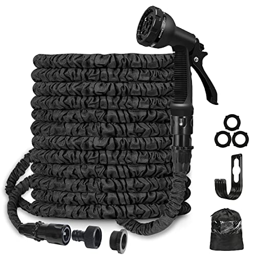 BABADU Garden Hose Pipe 100 FT - Expandable Hosepipes for Garden| Lightweight Water Hose with 8 Functions Hose Spray Gun and 3/4',1/2' Hose Connector for Gardening Washing