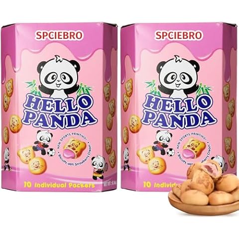 SPICEBRO Strawberry Cookies Hello Panda Family Pack Cookies, Strawberry Cream Iinside, 9.1 oz, 2 Packs Cover