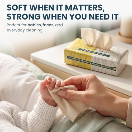 Image of Bamboo Facial Tissues 100 Pulls (Pack of 1, 2-Ply) | Unbleached Tissue Paper | Super Soft, Strong & Highly Absorbent | 100% Eco Friendly Tissue Napkins