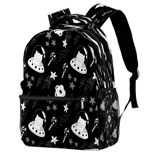 Sac à dos d'école noir et multicolore de 29.4x20x40cm pour voyage décontracté et loisirs