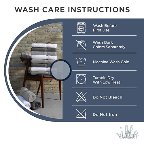 Image of 10-Piece 100% Cotton Towel Set, 2 Bath Towels, 4 Hand Towels, 4 Wash Cloth, Quick-Dry, Navy Blue