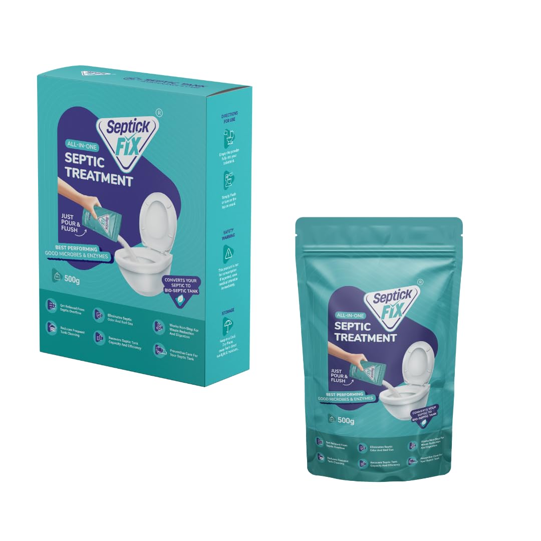 Septic Tank Cleaning Powder | 10X Powerful | 500gms | Septic Tank Bacteria Reduces Sludge Build-Up | Breaks Down Human Waste | Odour Removal Formula Septic Tank Treatment Powder