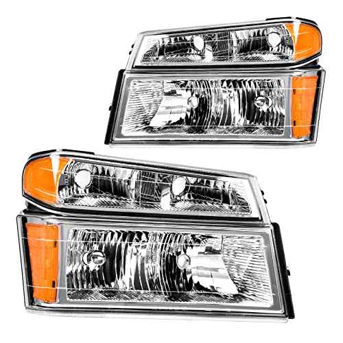 Philtop Headlight Assembly, Replacement For Canyon 2004-2012, Tundra 2005-2006, Sequoia 2005-2007, I-370 2007-2008, I-350 2006, Amber Reflctor Clear Lens Chrome Housing, Automotive Headlamps #TOP28