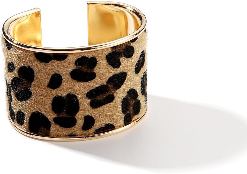 Wild Leopard Cuff Bracelet Gold Open Bangle Bracelets for Women Fashion Jewelry