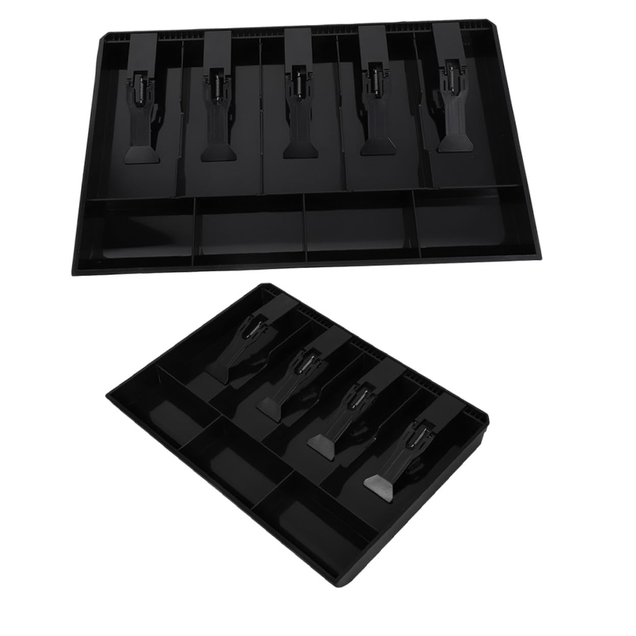 DOITOOL 2piezas Caja De Almacenamiento De Escritorio Para Caja Registradora Organizador De Dinero Con Múltiples Compartimentos y Clip Bandeja Para Guardar Billetes y Monedas Supermercados