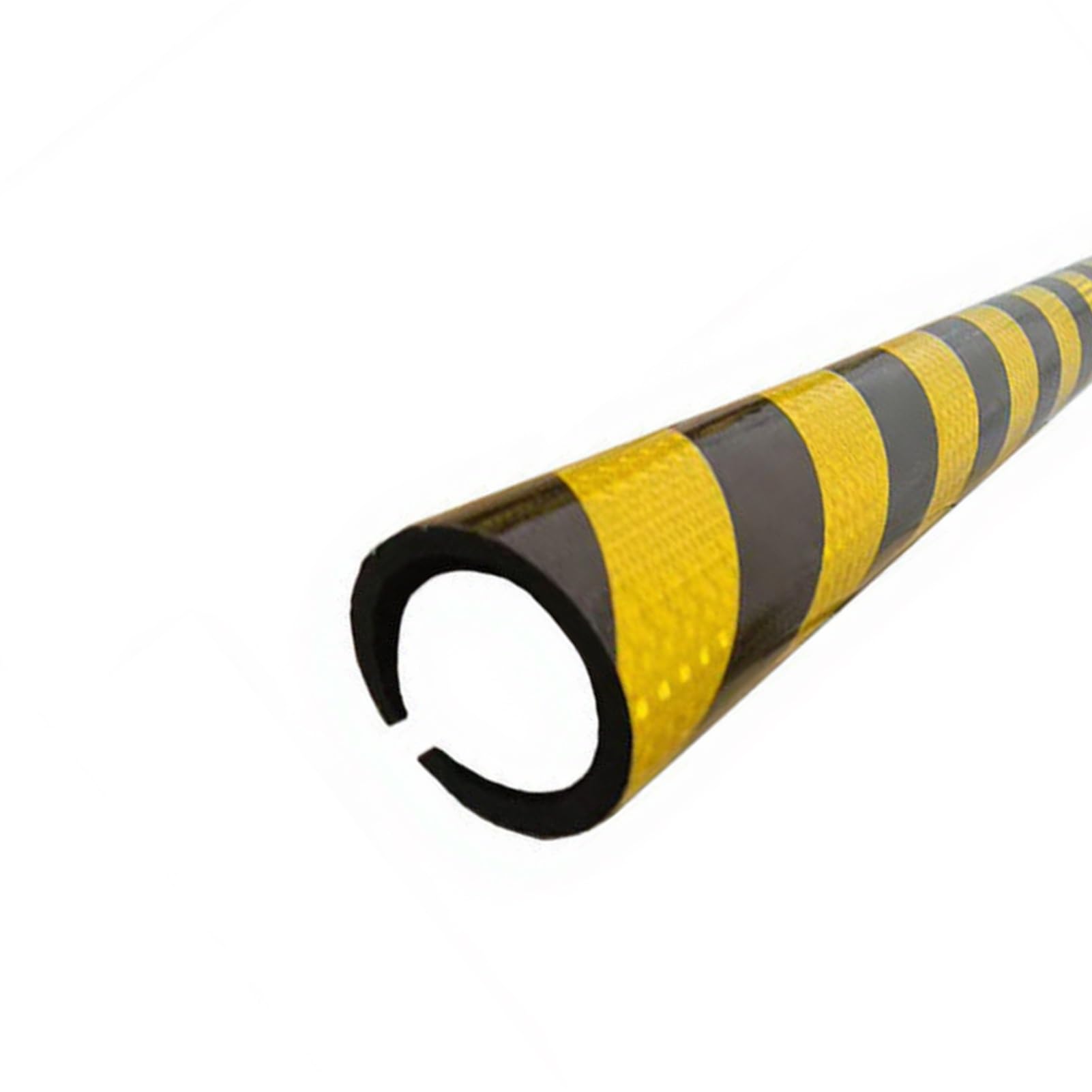 Protector de bordes de espuma acolchado de seguridad, reflectante, industrial, amarillo, negro, autoadhesivo, tiras de goma de tipo redondo, 39 pulgadas, paquete de 5
