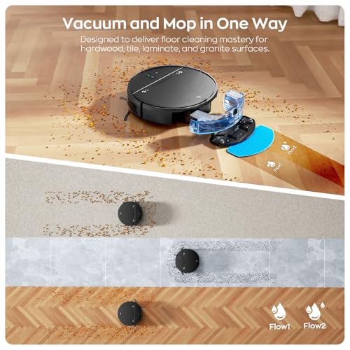Image of MANVN Robot Vacuum and Mop Combo for Pet Hair, Robotic Vacuum for Hard Floors and Carpets, 2.87'' Ultra-Slim, with 3D Obstacle Avoidance, Wi-Fi /App /Voice Controlled, Self-Charging