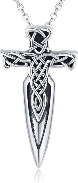 CHENGHONG 925 Sterling Silver Amulet Viking Cross Necklace for Women Men Celtic Jewellery Viking Gift for Brother Boyfriend Unisex