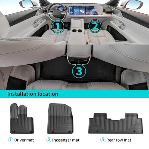Tapis de sol pour Xpeng G9 en TPE 3D imperméable noir pour version LHD - 3