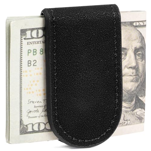 Pince à billets magnétique fine en cuir pour homme portefeuille compact