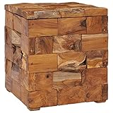 Material: Teak-Massivholz vidaXL Teak Massiv Hocker mit Stauraum Deckel Fußhocker Sitzhocker Holzhocker Sitzwürfel Aufbewahrungsbox Sitztruhe Fußbank Truhe 40x40x45cm
