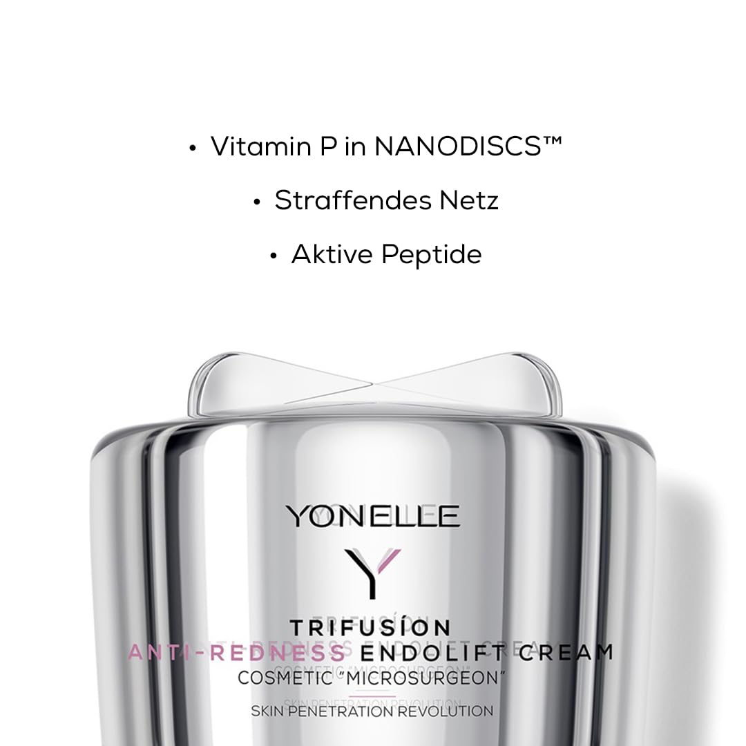 YONELLE Endolifting Gesichtscreme Damen empfindliche Haut mit sichtbaren Äderchen - Verjüngende Nacht Tagescreme Gesicht - Gesichtspflege mit Vitamin P in NANODISCS™ und Peptiden 55ml