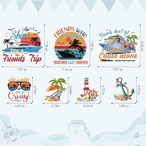 Image of Dazoratix Cruise Door Magnets Decorations - 7 Pcs Retro Friends Trip Magnetic Stickers Ship Cabin Sea Navigation Anchor Stateroom Accessories Summer Carnival Party Fridge Refrigerator Garage Car Decor