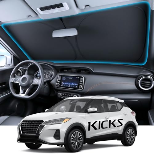 Image of for Nissan Kicks Windshield Sunshade [OEM Design, 100% Sun Blockage] Foldable Heat Insulation Sun Shade with Storage Bag, for Nissan Kicks (2018-2026), Silver Coating
