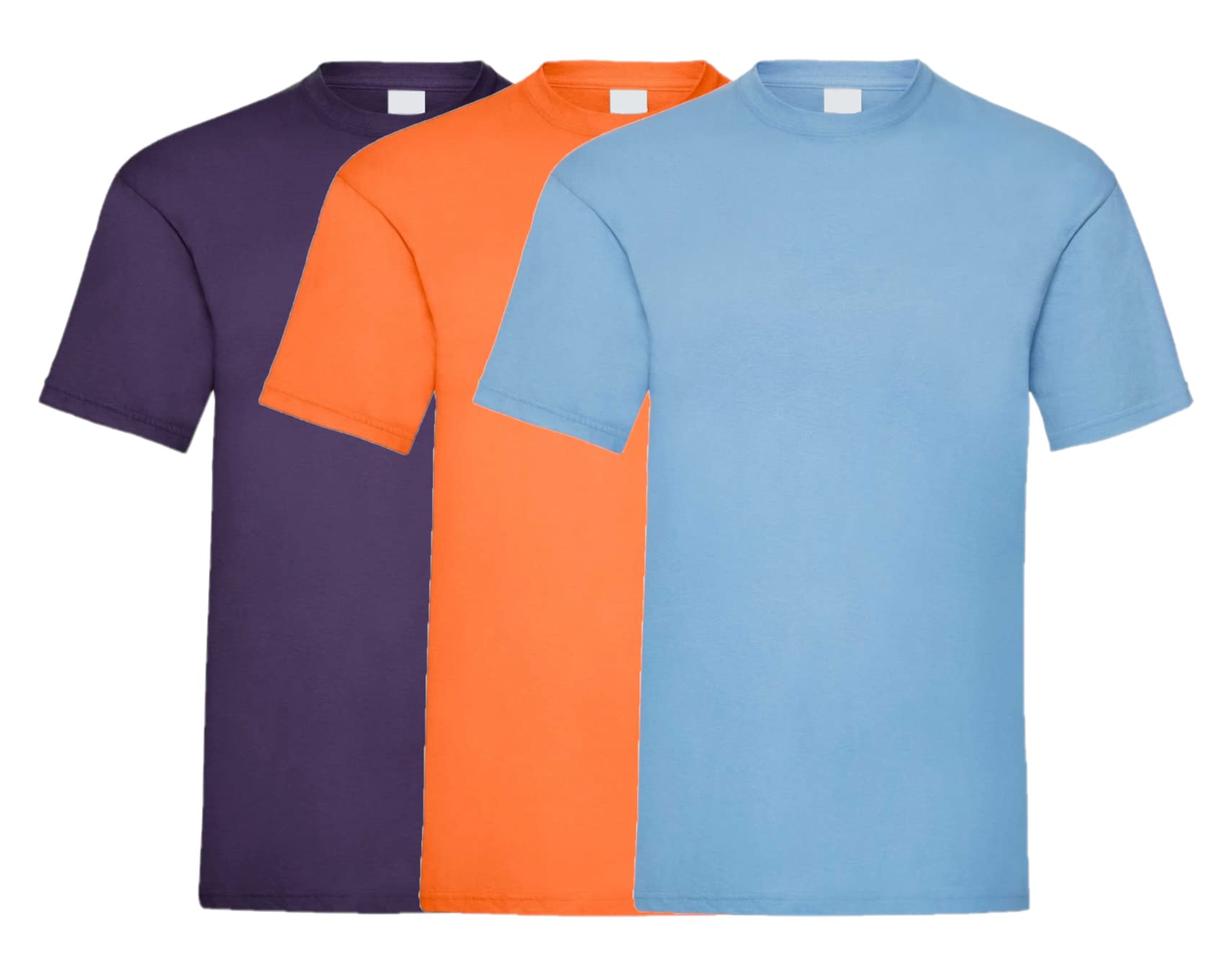 COOZO Mens Valueweight Pack of 3 Short Sleeve T-Shirts - Purple/Orange/Sky Blue - 2XL