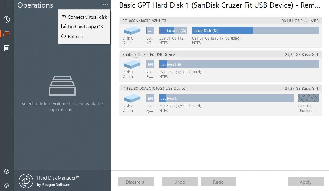 Paragon Hard Disk Manager 17 Advanced - Copiar partición, copiar disco duro, transferir sistema operativo | 1-PC | 1 Dispositivo | 1 Usuario | Código de activación PC enviado por email