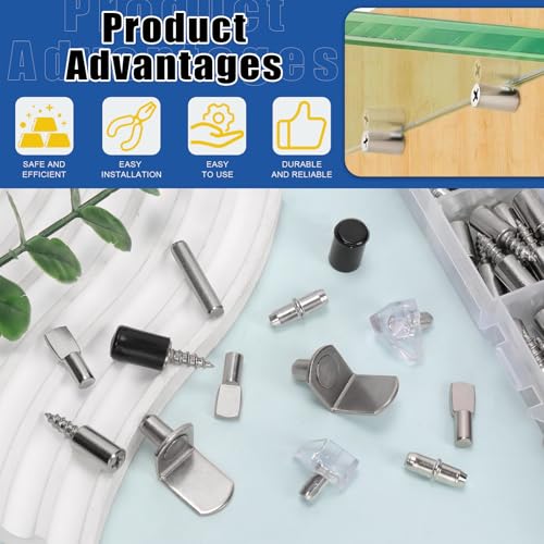 Glarks 140pcs 6 Style Regal Pins Regal Peg Pins Kit, beinhaltet Kunststoff Schrank Regal Unterstützung Pins, flache Löffel Pegs, zylindrische Stifthalter, L-förmige Regal Unterstützung Pegs