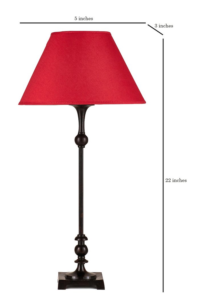 KAPOOR LAMP SHADES Jantine Black & Red Finish Metal Table Lamp with Maroon Shade | Modern Designer Bedside & Living Room Decorative Table Light (Bulb Included) 2