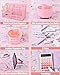 LXEVIHK 21Pcs Pink Desk Organizers and Accessories With Mesh Desk Organizer and 360°Rotating Pen Holder and a Lot of Office Pink Office Supplies Beautifully Presented in a Gift Box