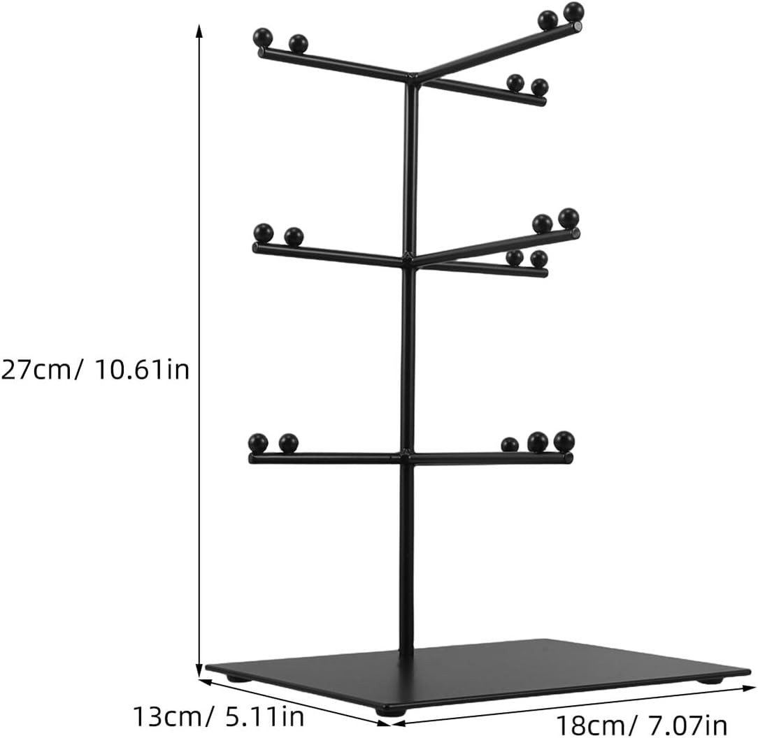 SAFIGLE Metal Sunglasses Display Rack Organizer 3-tier Eyewear Holder Stand Black Metal Glasses Showcase for Retail Store Countertop and Home Use
