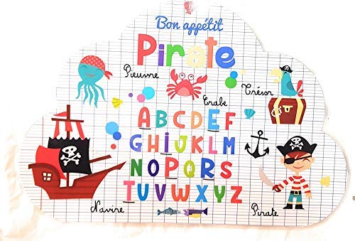 AUTRES Lire et dire - Set de Table prénom Forme Nuage - Pirate - (Recto & Verso) - Bon appétit - Dessins Animaux - 29x41 cm
