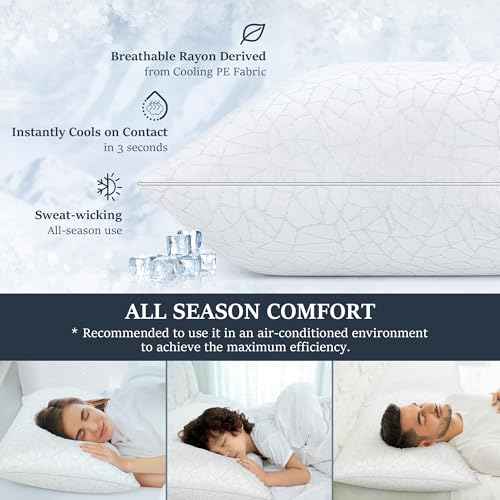 Image of COZSINOOR Bed Pillows Queen Size - Breathable Premium Down Alternative Pillows Set of 2 for Side, Back, and Stomach Sleepers Cooling Hotel Quality Fluffy Soft Microfiber Fill Skin-Friendly