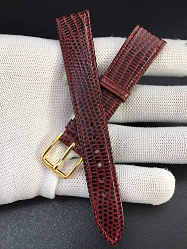 Dcasmo group Bracelet de Montre Cuir Véritable Vintage Grain Lézard Burgundy Noir 20mm New Old Stock 1970 Vintage Retro Watch Collection Band avec boucle dorée – vue 7