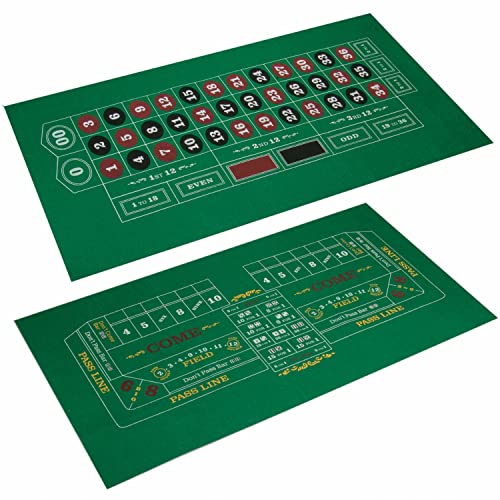 Double-Sided Craps Table & Roulette Casino Felt | Convenient, Space-Saving 36" X 18" Roll-Up Casino Gambling Tabletop Mat | Smooth 2Mm Mini-Felt For Coffee Table Texas Hold 'Em & Blackjack #TOP1