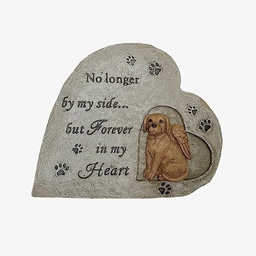 Dog Memorial Gifts for Loss of Dog, Forever Remembered Dog Memorial Stone, Heart Shaped Pet Grave Stone, Sympathy Gift for Pet Loss(A)