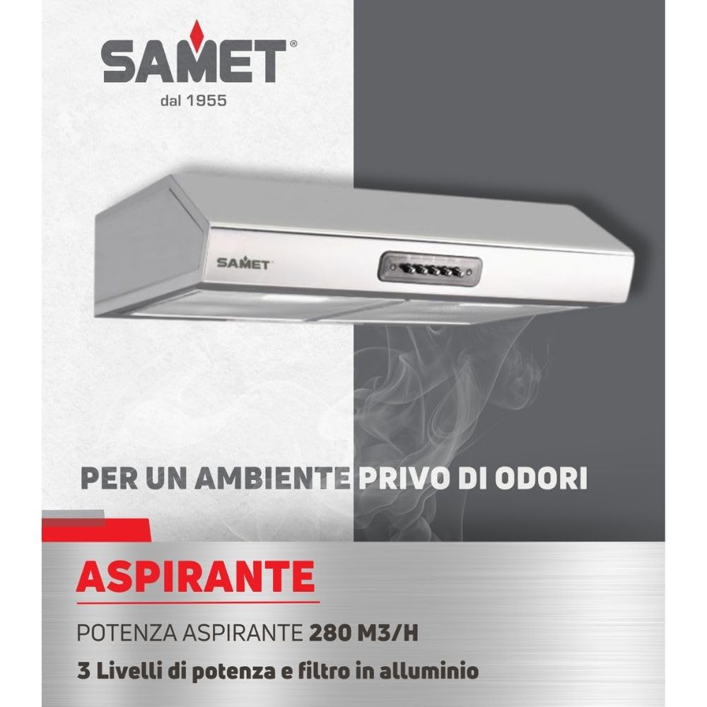 Gruppo cappa sottopensile Tornado 60 Samet colore inox