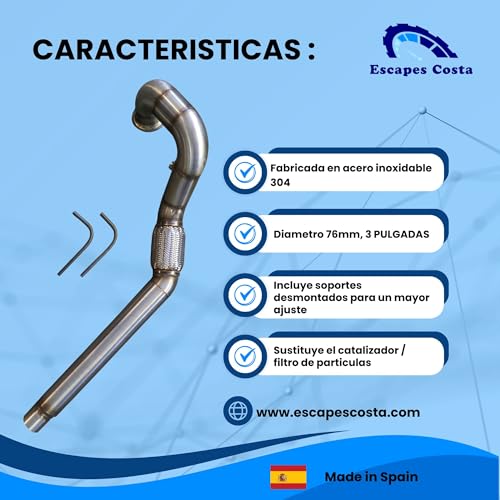 Downpipe Leon 2.0TSI 5F A3 8V Golf VII GTI supresor catalizador 2