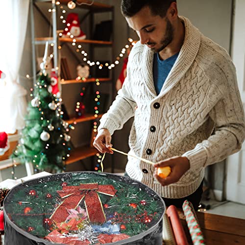 Propik Christmas Wreath Storage Bag 24" - Garland Holiday Container With Clear Window - Tear Resistant Fabric - 2 Pack (24 Inch, Black) #TOP6