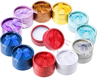 Pangda 12 Pieces Cardboard Ring Gift Box Jewelry Boxes Package Case for Christmas Valentine's Day Necklace Earring Gift, Random Color