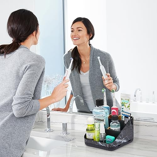 Chintu Toothbrush Holders for Bathroom Counter Organizer - 6 Slots Tooth Brushing Holder for Family Kids, Electric Toothbrush and Toothpaste Holder for Vanity Countertop Storage Black Marble - Thumbnail 2