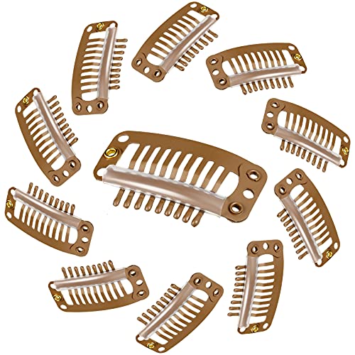 30 Pieces 32 Mm 9-Teeth Hair Extension Clips Hair Extension Wigs Snap Clips Comb Small Snap Wig Accessories Clips For Women Hair Extensions Diy (Light Brown) #TOP3