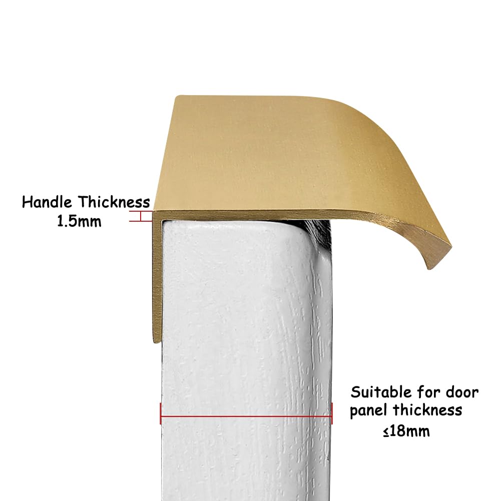 Auswalar 6 PCS Gold Kitchen Cupboard Handles,Finger Edge Pulls for Cabinets and Drawers 80mm Gold Wardrobe Door Handles Modern Aluminum Bathroom Cabinet Handles - Image 3