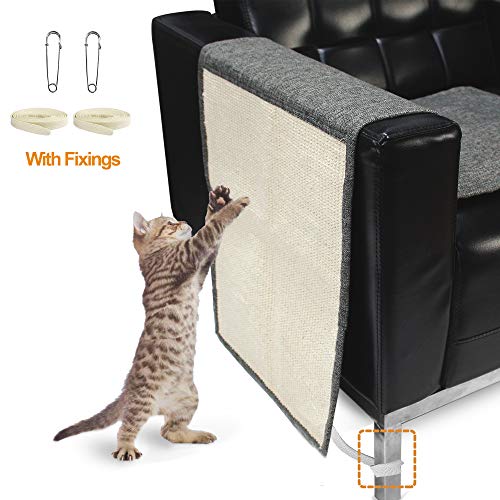 Lovinouse Cat Scratching Mat, Sisal Sofa Shield, with Fixings, 2 in 1 Use Cat Scratch Pad and Furniture Protectors, Durable and Washable (Cat Scratching Mat)