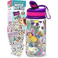 PURPLE LADYBUG Decorate Your Own Water Bottle Craft Kits for Kids - Unicorn Gifts for Girls, 6 Year Old Girl Gifts, Girls Birthday Presents, Arts and Crafts for Kids Ages 5-12, Back to School Gift